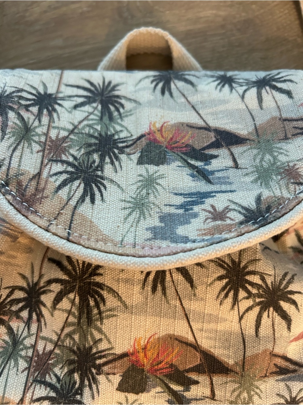 Caribbean Joe Palm-Print Crossbody Bag in Beige and Pastel Coral - Picture 3 of 6